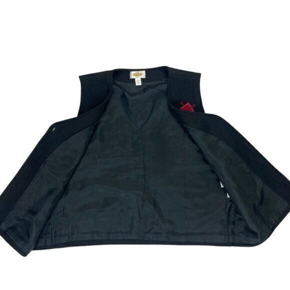 Talbots Holiday Vest Womens Large Black Red Wool Appliqué Embroidered Christmas - Picture 5 of 11